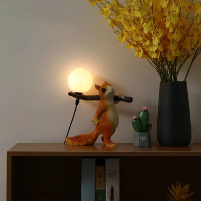 Contemporary Creative Squirrel Resin Glass Table Lamp For Bedroom