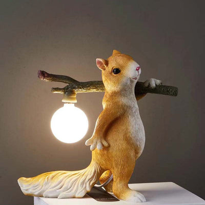 Contemporary Creative Squirrel Resin Glass Table Lamp For Bedroom