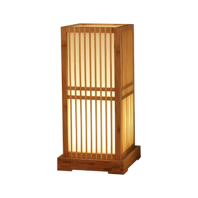 Japanese Minimalist Wooden Square Column Table Lamp