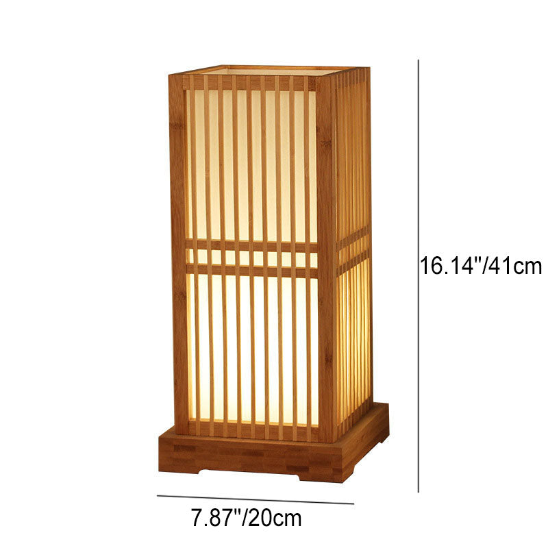 Japanese Minimalist Wooden Square Column Table Lamp