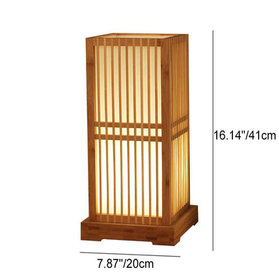 Japanese Minimalist Wooden Square Column Table Lamp