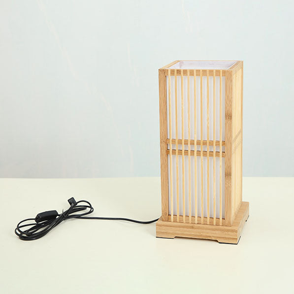 Japanese Minimalist Wooden Square Column Table Lamp