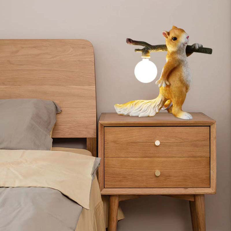 Contemporary Creative Squirrel Resin Glass Table Lamp For Bedroom