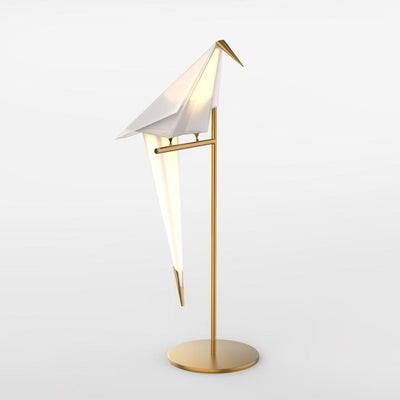 Gold Table Lamp with Origami Crane Design