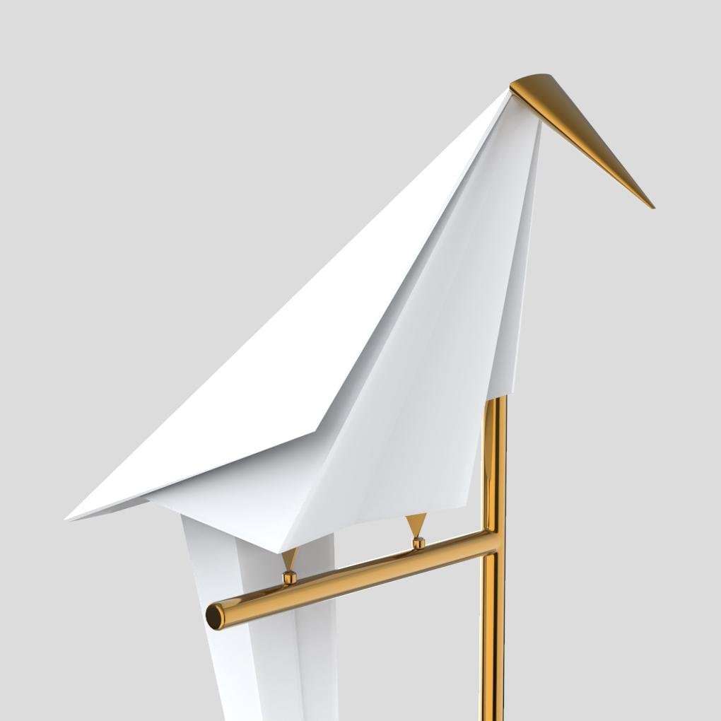 Gold Table Lamp with Origami Crane Design