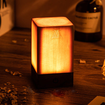 Wooden Grain Built-in Battery Table Lamp Touch Control LED Bedroom Desk Lamp