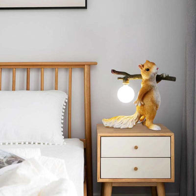 Contemporary Creative Squirrel Resin Glass Table Lamp For Bedroom