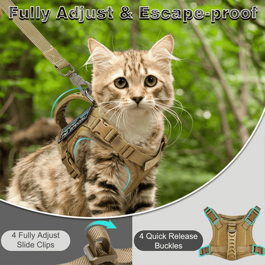 Military-Style Tactical Cat Harness & Leash