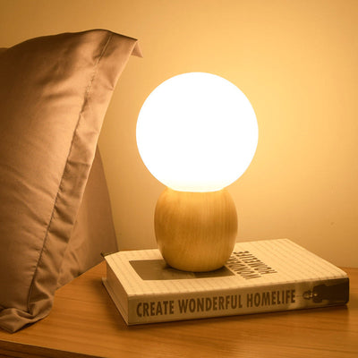 Orbs Bedside Lamp with Wooden Base