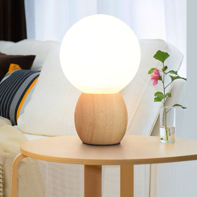 Orbs Bedside Lamp with Wooden Base