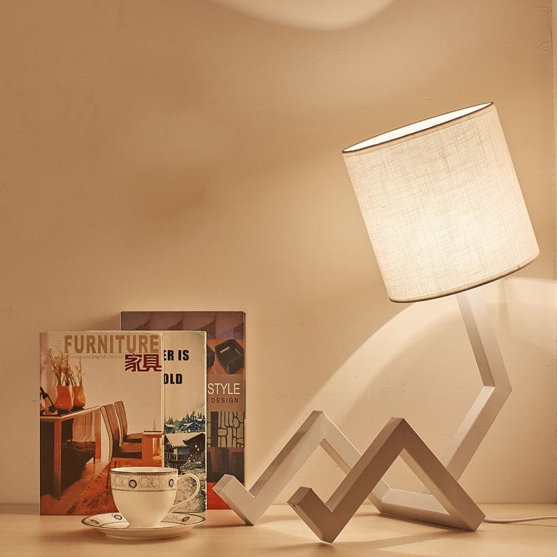 Scandinavian Table Lamp with Integrated Bookshelf