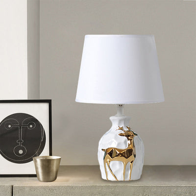 Elegant Table Lamp with Tapered Deer Vase Base