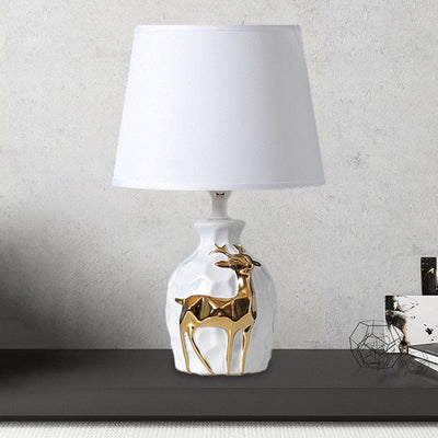 Elegant Table Lamp with Tapered Deer Vase Base