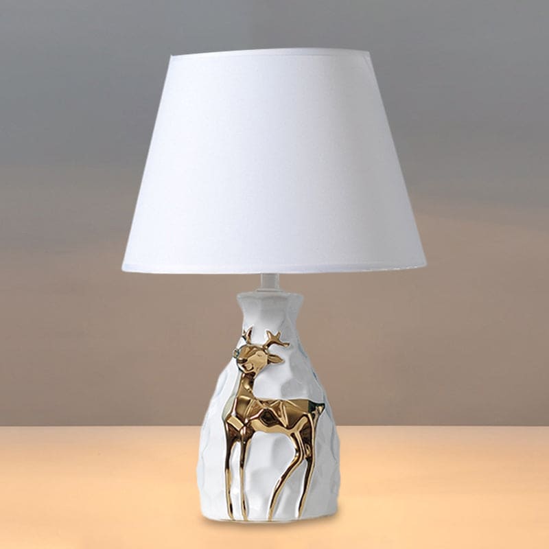 Elegant Table Lamp with Tapered Deer Vase Base