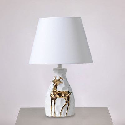 Elegant Table Lamp with Tapered Deer Vase Base