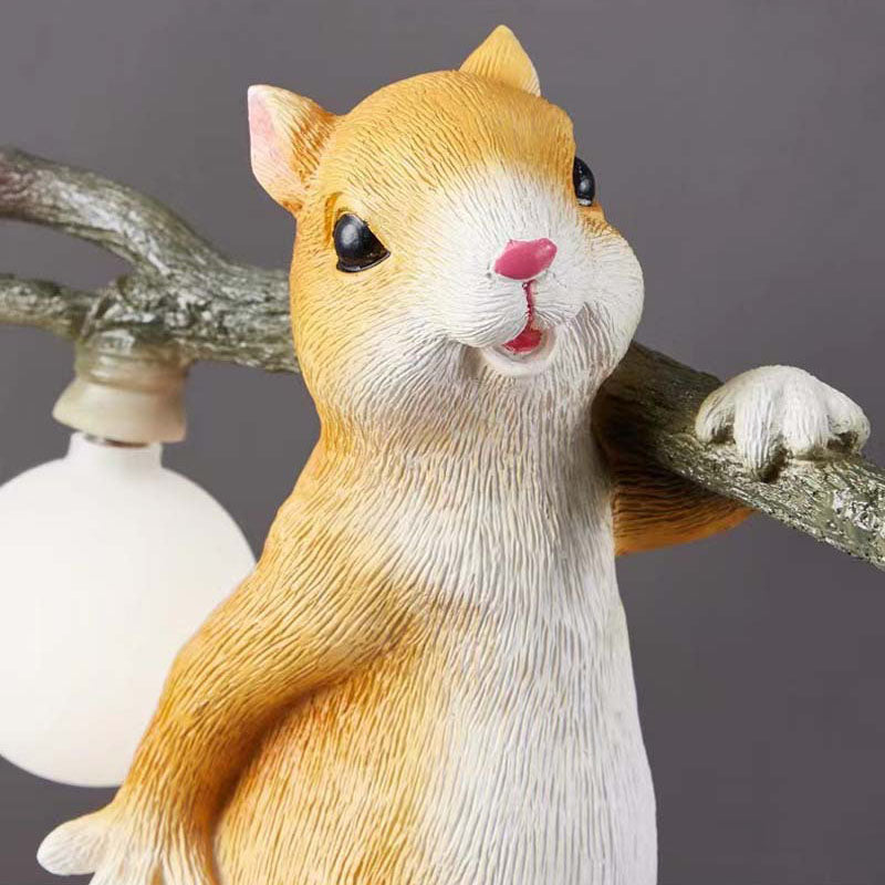 Contemporary Creative Squirrel Resin Glass Table Lamp For Bedroom