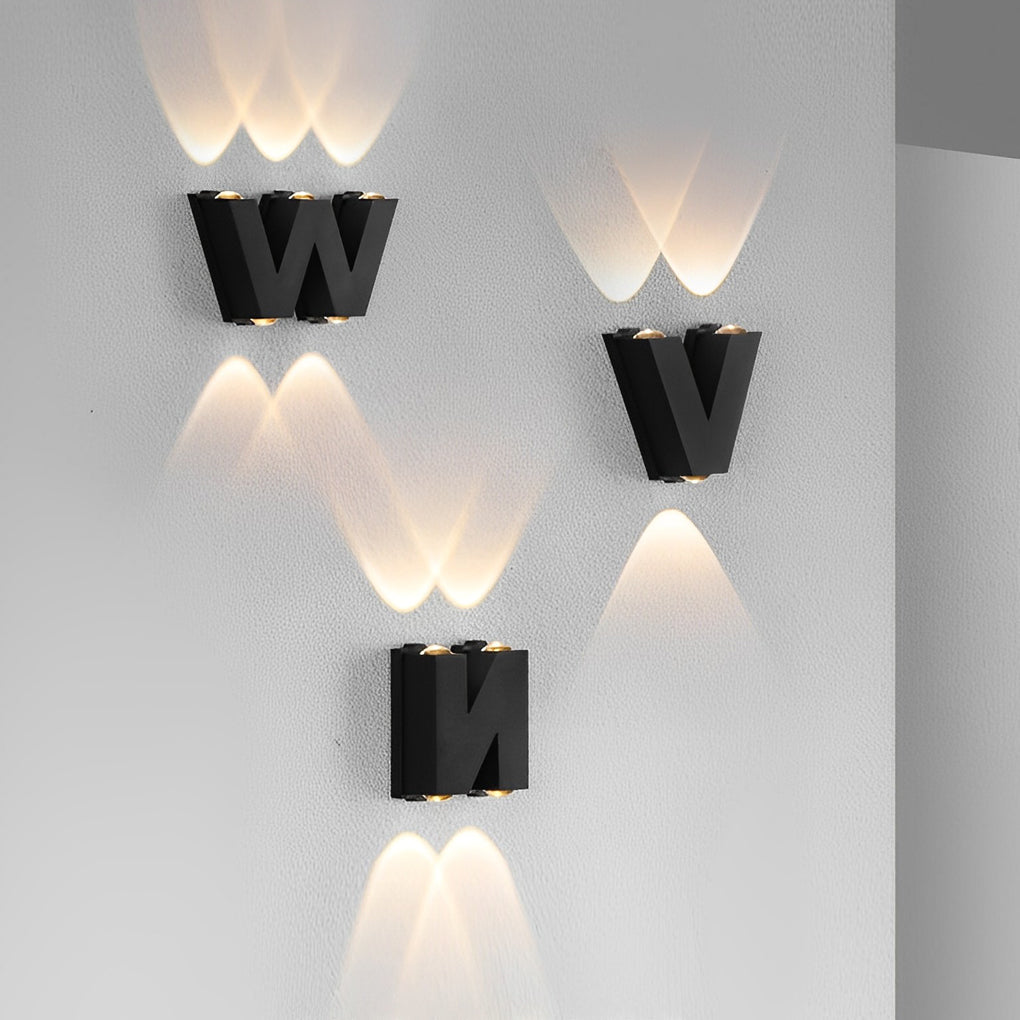 N/V/W Letter Shapes LED Outdoor Wall Sconce Lighting