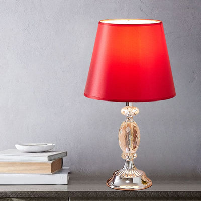 Modern Design Table Lamp with Tapered Shape and Facet-Cut Glass Blocks