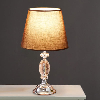 Modern Design Table Lamp with Tapered Shape and Facet-Cut Glass Blocks