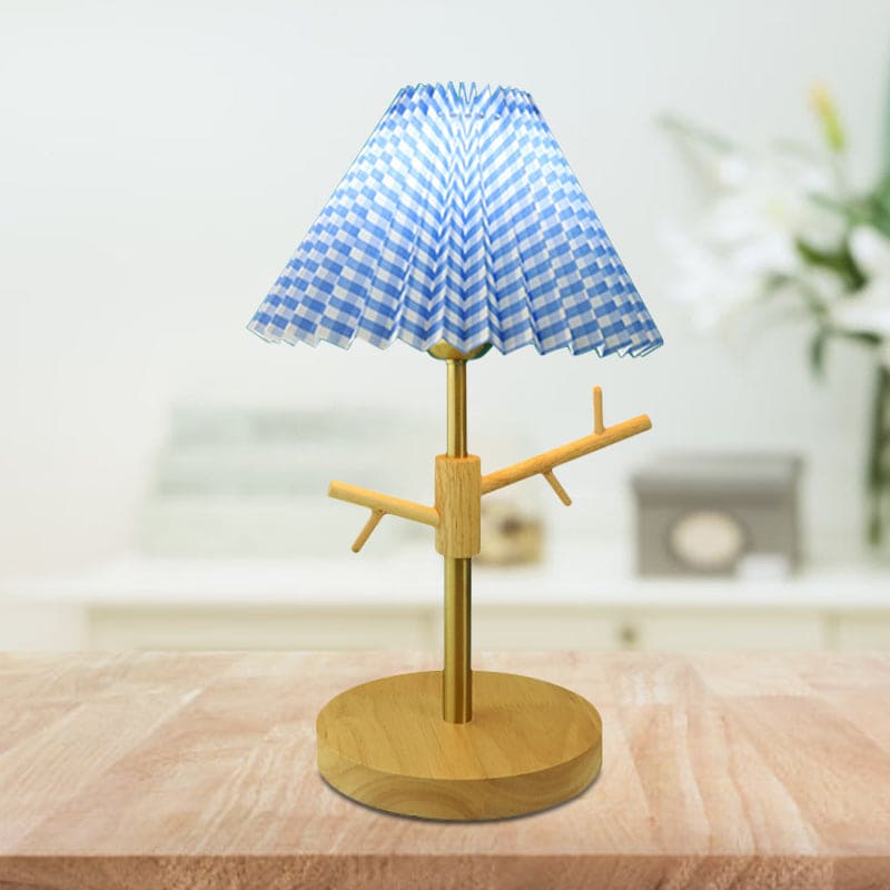 Nordic Foldable Bedside Lamp with Ornament Shelf