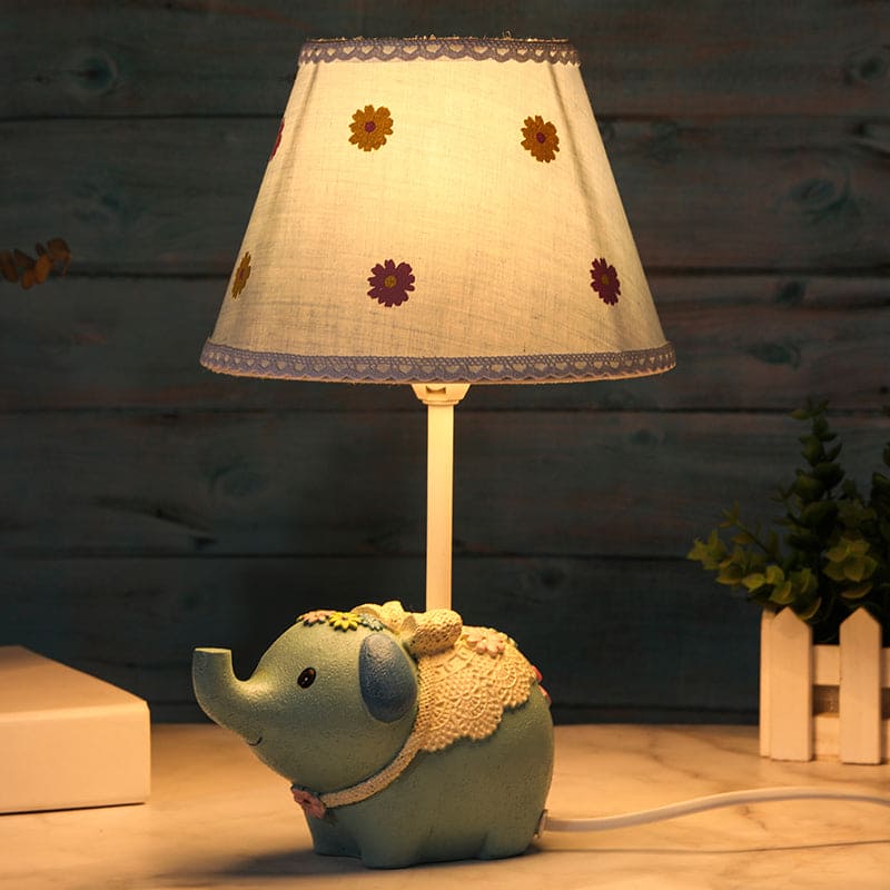 Table lamp with floral pattern and elephant base