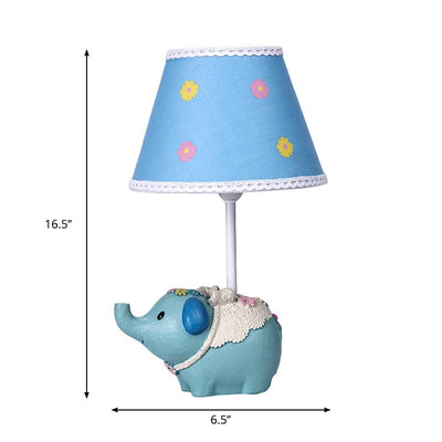 Table lamp with floral pattern and elephant base