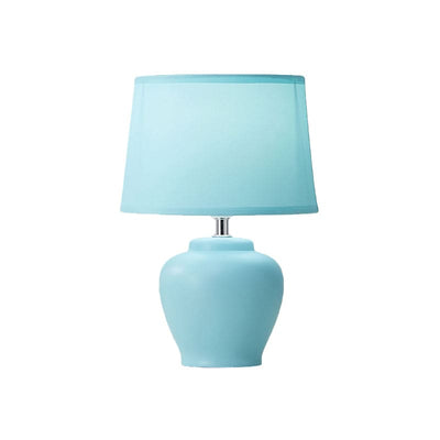 Scandinavian Fabric Tapered Bedside Lamp with Ceramic Vase Base