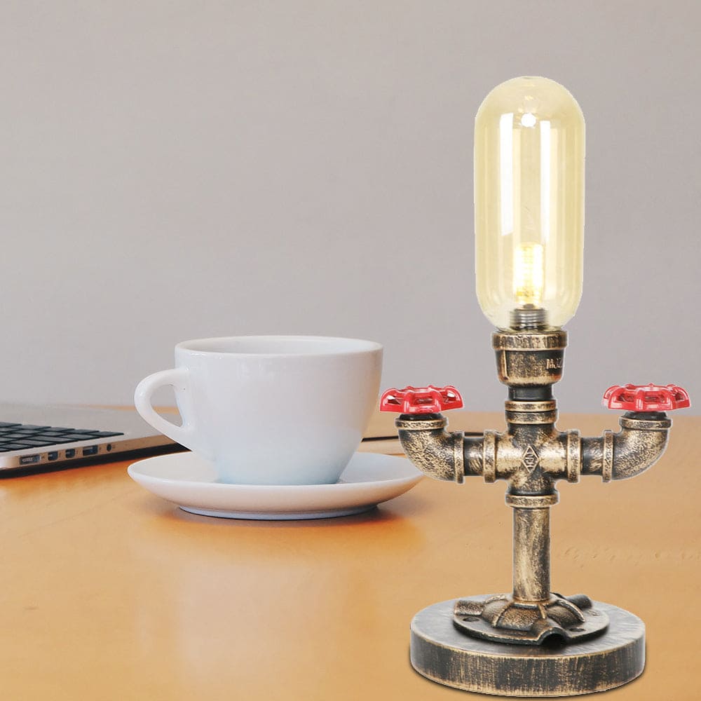 Modern Industrial Table Lamp with Metal Pipe Design