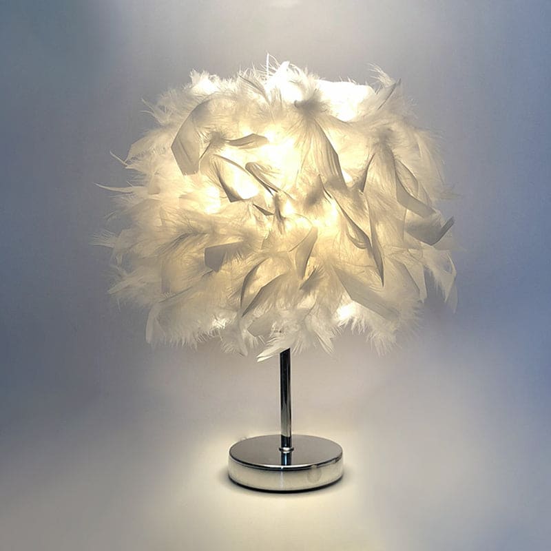 Stylish Feathered Spherical Table Lamp