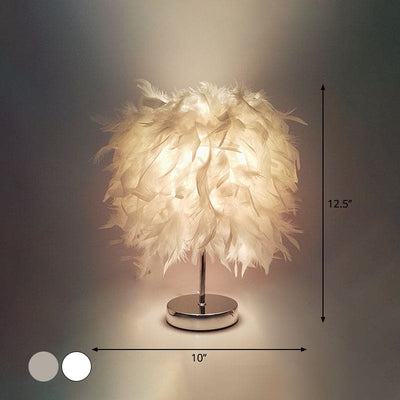 Stylish Feathered Spherical Table Lamp