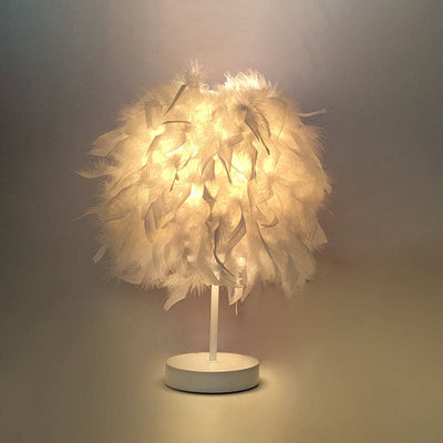 Stylish Feathered Spherical Table Lamp