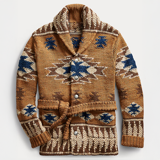 Men’s Belted Shawl Collar Cardigan