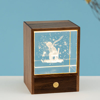 Creative Wooden Box LED Night Light Decorative Touch Dimmable Table Lamp