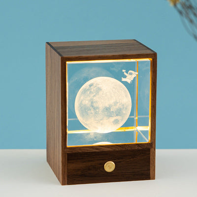 Creative Wooden Box LED Night Light Decorative Touch Dimmable Table Lamp