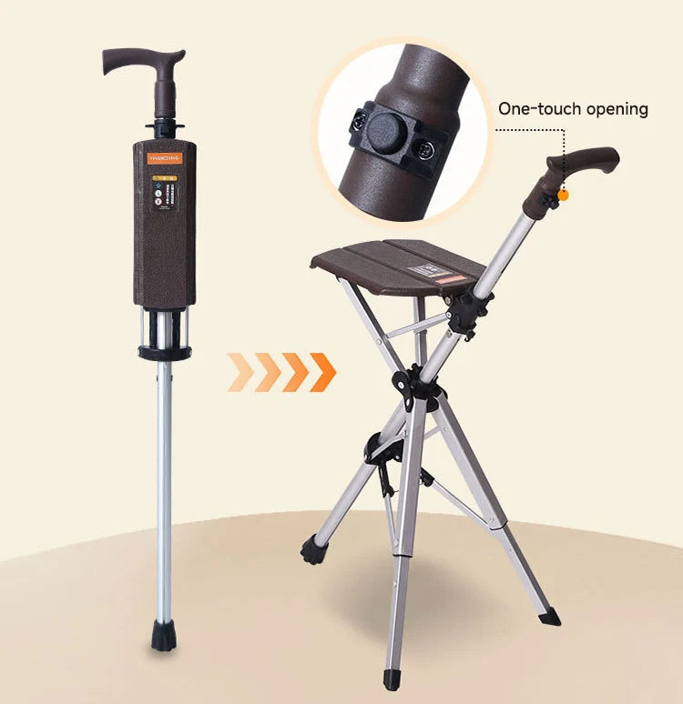 2-in-1 Folding Cane Chair for Seniors