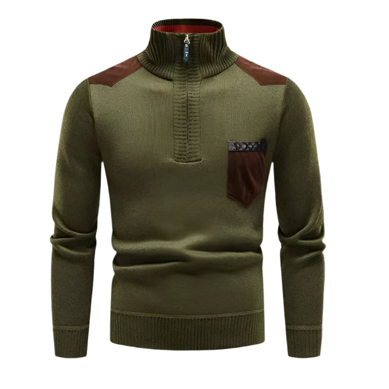 Men’s Half-Zip Patchwork Jumper