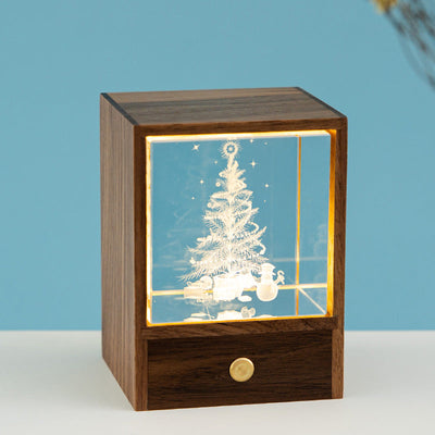 Creative Wooden Box LED Night Light Decorative Touch Dimmable Table Lamp