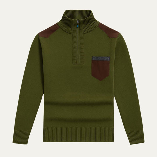 Men’s Half-Zip Patchwork Jumper