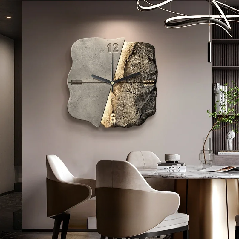 Modern 3D Silent Quartz Wall Clock – Sandstone Effect