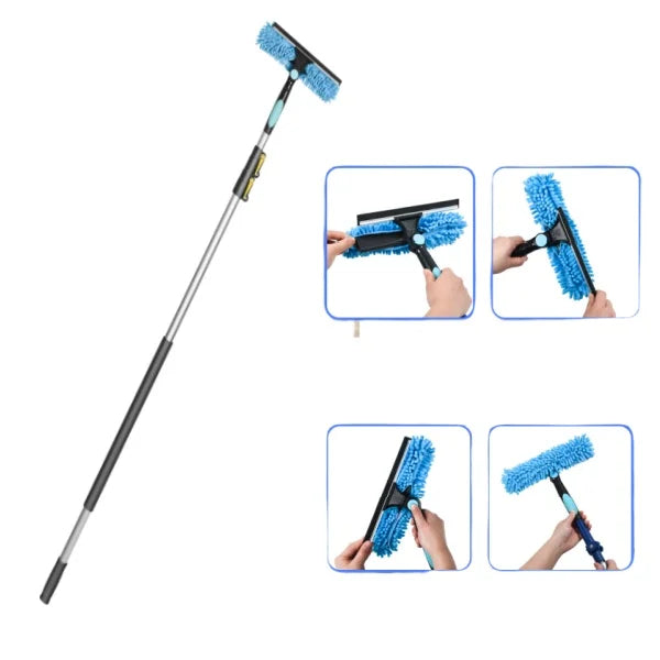 Window Cleaning Kit with Extendable Poles & Squeegee