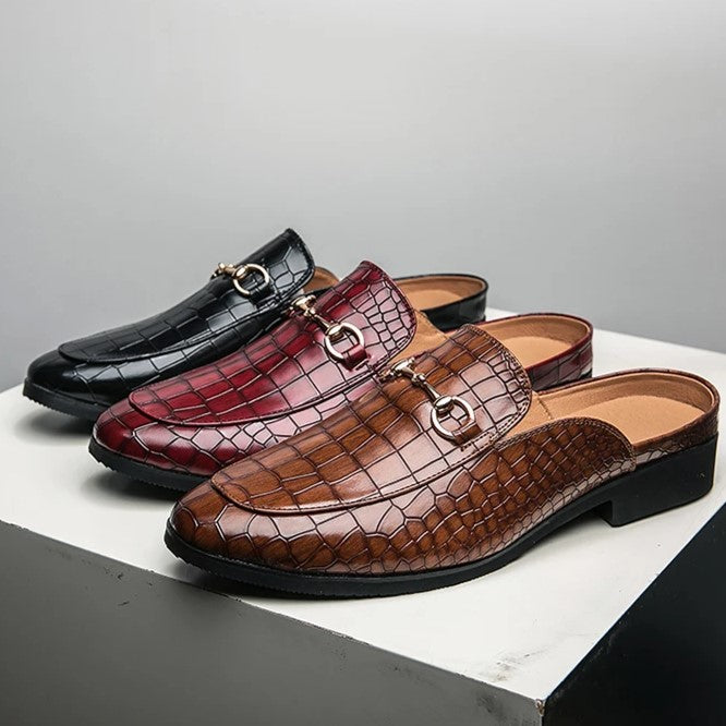 Crocodile-Style Dress Loafers