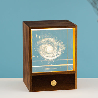 Creative Wooden Box LED Night Light Decorative Touch Dimmable Table Lamp