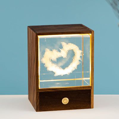 Creative Wooden Box LED Night Light Decorative Touch Dimmable Table Lamp