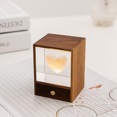 Creative Wooden Box LED Night Light Decorative Touch Dimmable Table Lamp