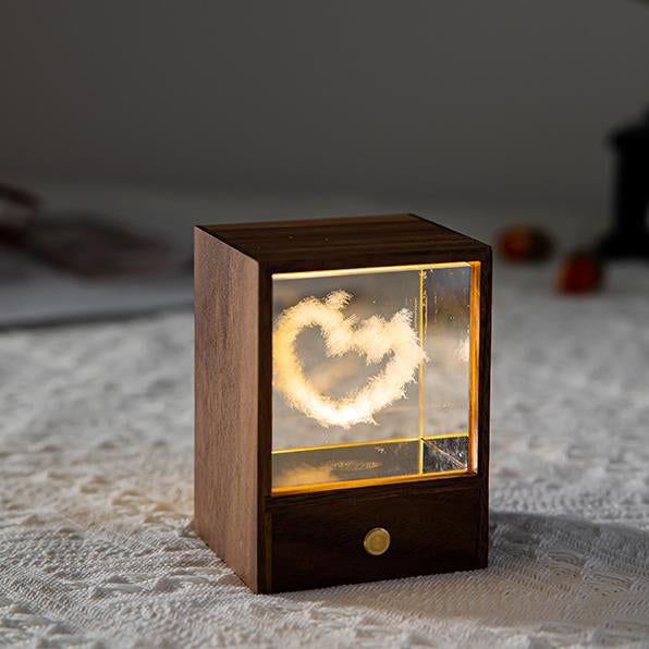 Creative Wooden Box LED Night Light Decorative Touch Dimmable Table Lamp