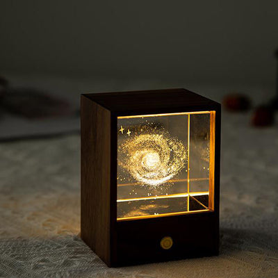 Creative Wooden Box LED Night Light Decorative Touch Dimmable Table Lamp