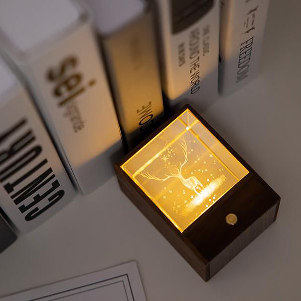 Creative Wooden Box LED Night Light Decorative Touch Dimmable Table Lamp