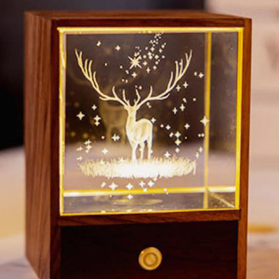 Creative Wooden Box LED Night Light Decorative Touch Dimmable Table Lamp