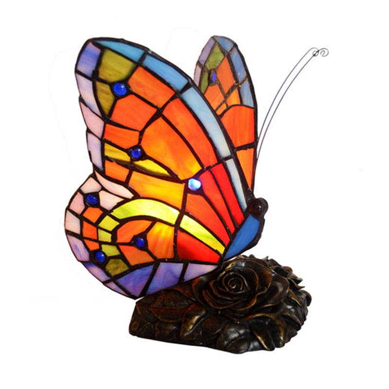 Elegant Butterfly Nightstand Lamp with Rose Base