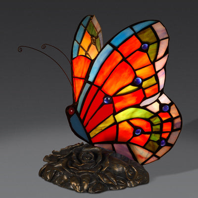 Elegant Butterfly Nightstand Lamp with Rose Base